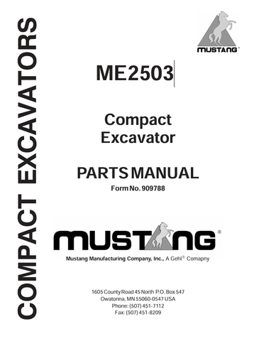 MUSTANG ME2503 (909788) PARTS MANUAL - PDF FILE