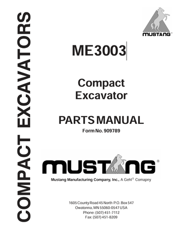 MUSTANG ME3003 (909789) PARTS MANUAL - PDF FILE