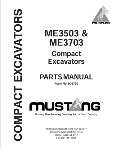 MUSTANG ME3503, ME3703 (909790) PARTS MANUAL - PDF FILE