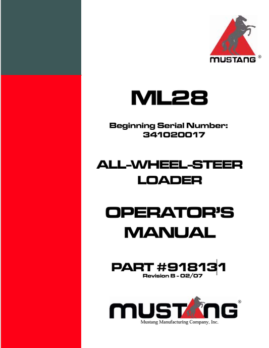 MUSTANG ML28 (918131) OPERATOR'S MANUAL - PDF FILE