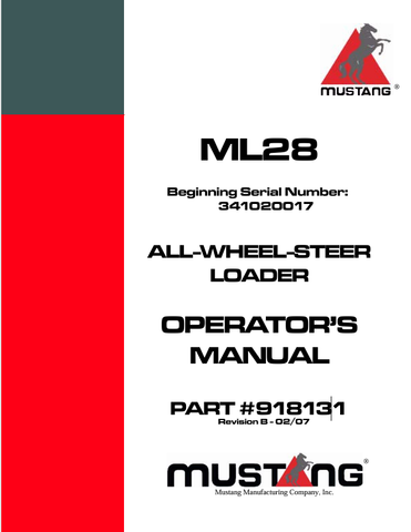 MUSTANG ML28 (918131) OPERATOR'S MANUAL - PDF FILE