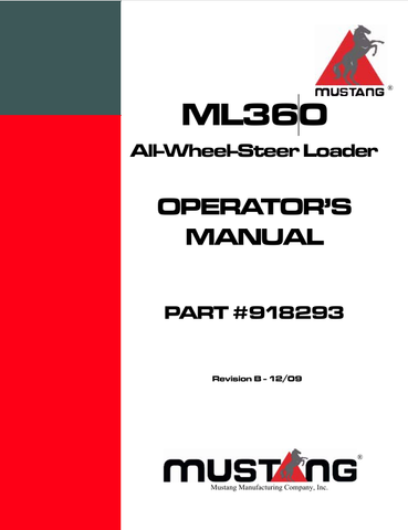 MUSTANG ML360 (918293) OPERATOR'S MANUAL - PDF FILE