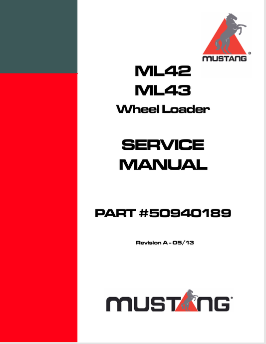 MUSTANG ML42, ML43 WHEEL LOADER (50940189) SERVICE MANUAL - PDF FILE