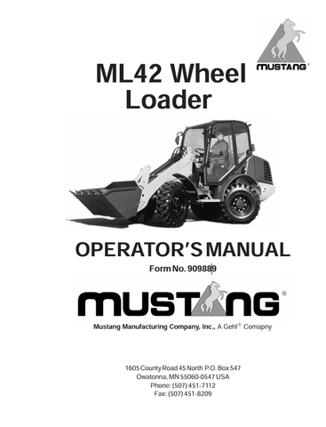 MUSTANG ML42 WHEEL LOADER (909889) OPERATOR'S MANUAL - PDF FILE