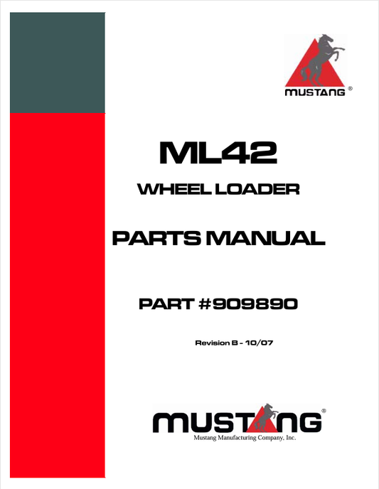 MUSTANG ML42 WHEEL LOADER (909890) PARTS MANUAL - PDF FILE