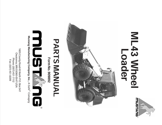 MUSTANG ML43 WHEEL LOADER (909892) PARTS MANUAL - PDF FILE