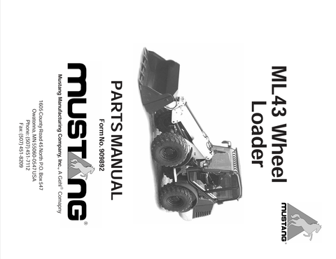 MUSTANG ML43 WHEEL LOADER (909892) PARTS MANUAL - PDF FILE
