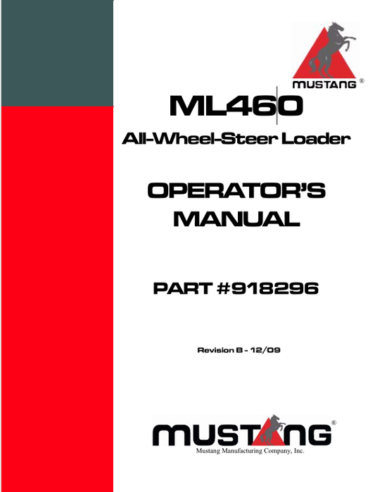 MUSTANG ML460 (918296) OPERATOR'S MANUAL - PDF FILE