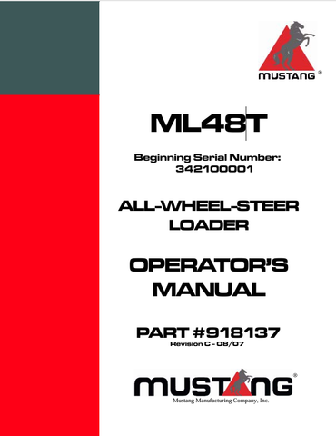 MUSTANG ML48T (918137) OPERATOR'S MANUAL - PDF FILE