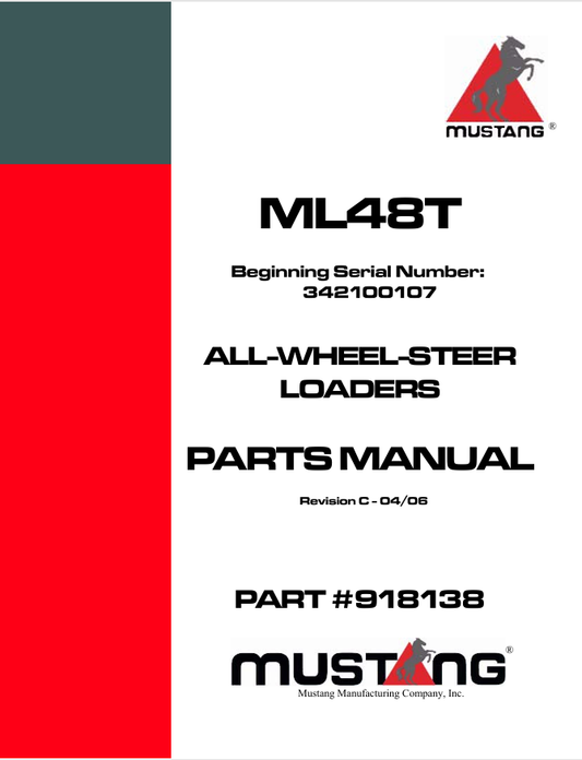 MUSTANG ML48T ALL WHEEL LOADER (918138) PARTS MANUAL - PDF FILE