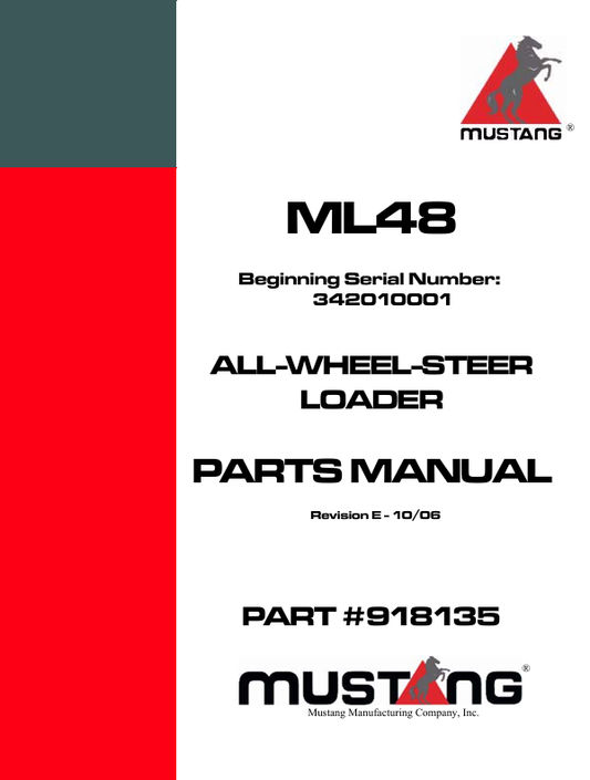 MUSTANG ML48 ALL WHEEL LOADER (918135) PARTS MANUAL - PDF FILE