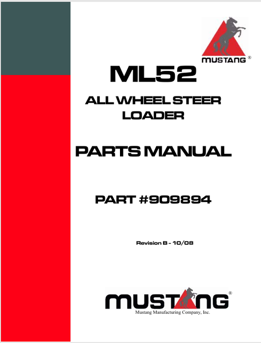 MUSTANG ML52 ALL WHEEL LOADER (909894) PARTS MANUAL - PDF FILE