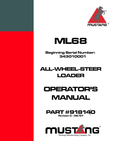 MUSTANG ML68 (918140) OPERATOR'S MANUAL - PDF FILE