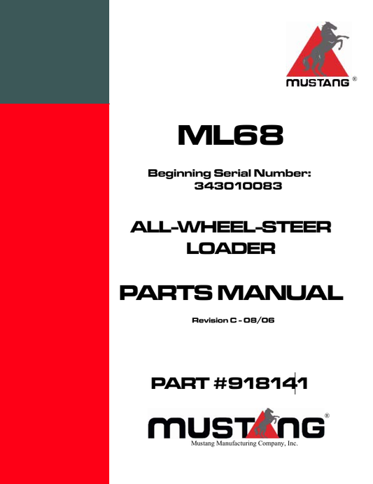 MUSTANG ML68 ALL WHEEL LOADER (918141) PARTS MANUAL - PDF FILE
