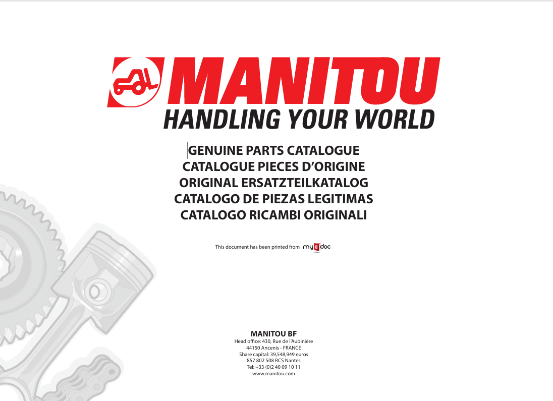 MUSTANG MONITOU HANDLING YOUR WORLD (50940095) PARTS MANUAL - PDF FILE