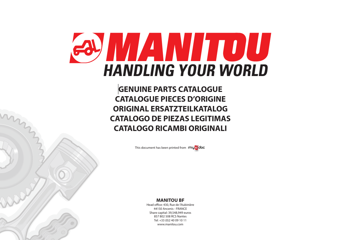 MUSTANG MONITOU HANDLING YOUR WORLD (917382) PARTS MANUAL - PDF FILE