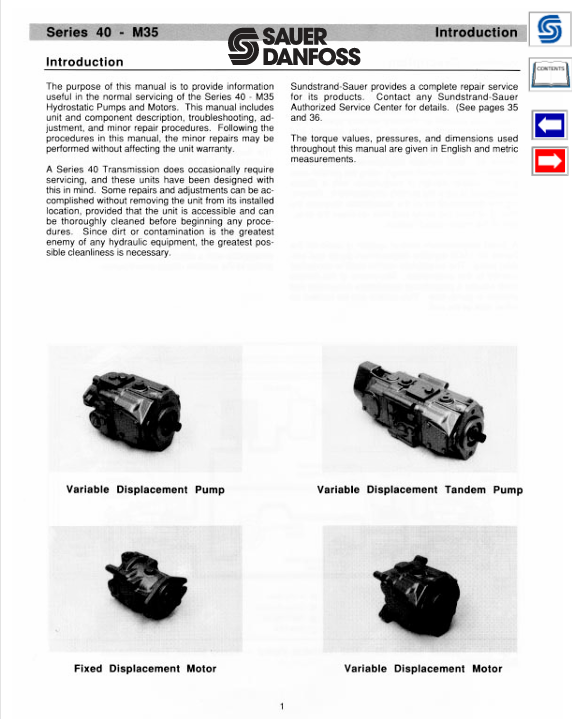 MUSTANG SAUER DANFOSS M35 (50940357) SERVICE MANUAL - PDF FILE