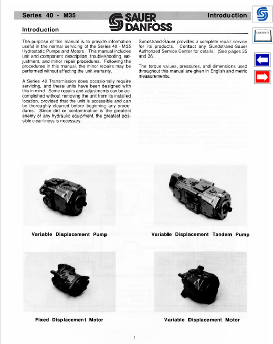 MUSTANG SAUER DANFOSS M35 (50940357) SERVICE MANUAL - PDF FILE