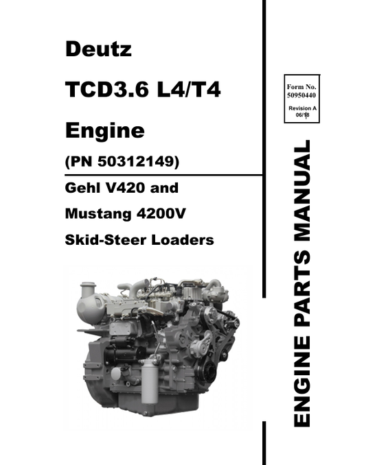 MUSTANG DEUTZ TCD3.6 L4/T4 (50950440) PARTS MANUAL - PDF FILE