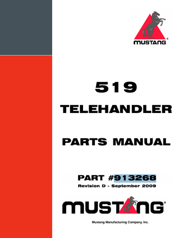 MUSTANG TELEHANDLER 519 (913268) PARTS MANUAL - PDF FILE
