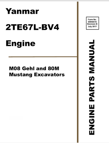 MUSTANG YANMAR 2TE67L-BV4 (50940516) PARTS MANUAL - PDF FILE