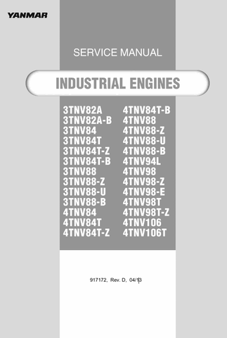 MUSTANG YANMAR 3TNV82A, 3TNV82A-B (917172) SERVICE MANUAL - PDF FILE