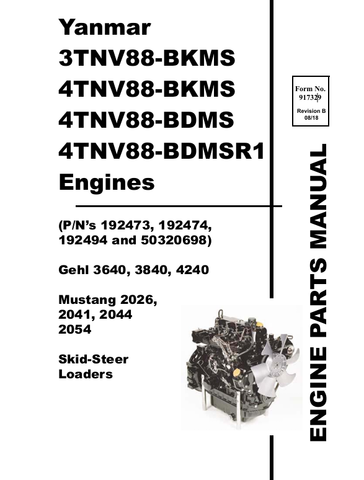 MUSTANG YANMAR 3TNV88, 4TNV88 (917329) PARTS MANUAL - PDF FILE
