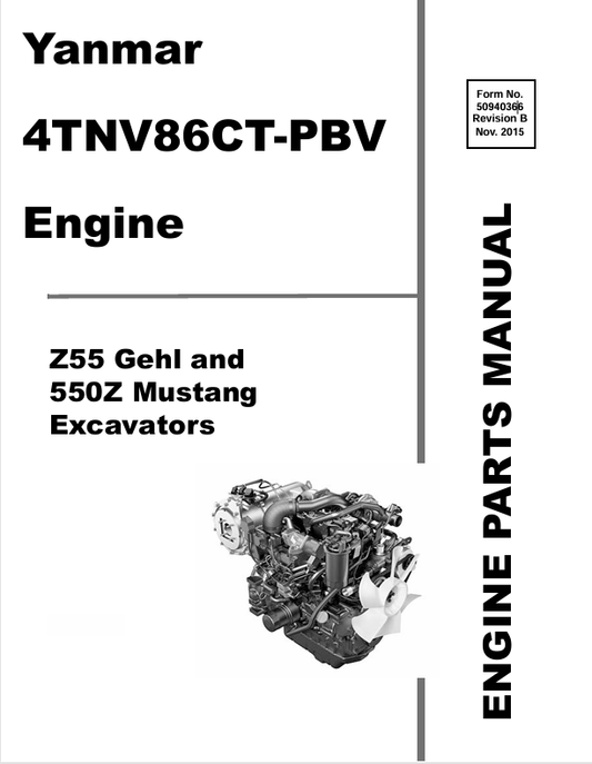 MUSTANG YANMAR 4TNV86CT-PBV (50940366) PARTS MANUAL - PDF FILE