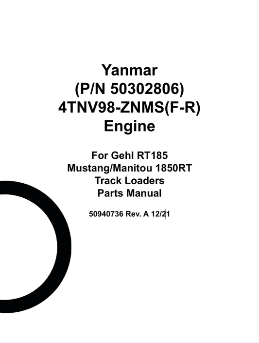 MUSTANG YANMAR 4TNV98-ZNMS (50940736) PARTS MANUAL - PDF FILE