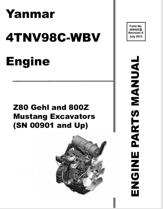MUSTANG YANMAR 4TNV98C-WBV (50940332) PARTS MANUAL - PDF FILE