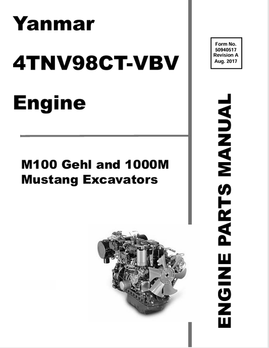 MUSTANG YANMAR 4TNV98CT-VBV (50940517) PARTS MANUAL - PDF FILE