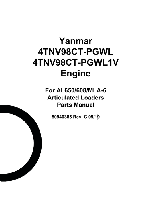 MUSTANG YANMAR 4TNV98CT (50940385) PARTS MANUAL - PDF FILE