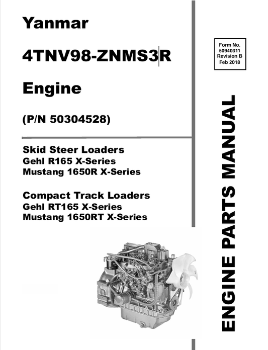 MUSTANG YANMAR 4TNV98, ZNMS3R (50940311) PARTS MANUAL - PDF FILE