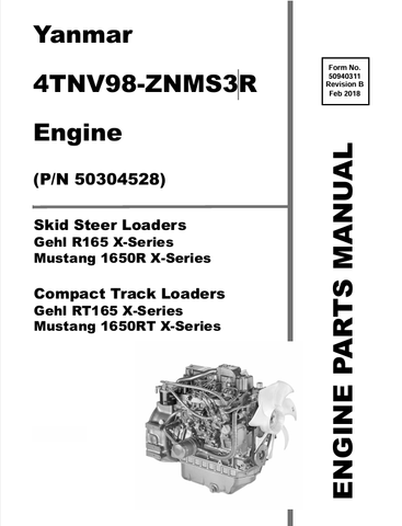 MUSTANG YANMAR 4TNV98, ZNMS3R (50940311) PARTS MANUAL - PDF FILE