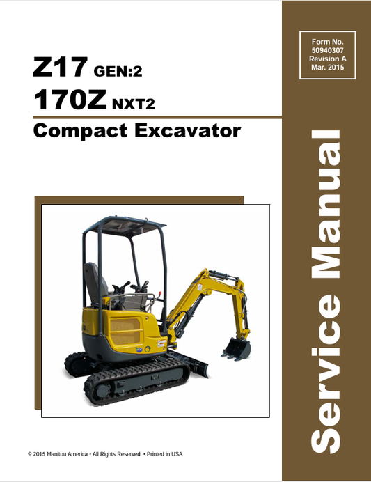 MUSTANG Z17 COMPACT EXCAVATOR (50940307A) SERVICE MANUAL - PDF FILE
