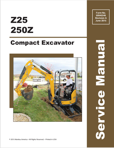 MUSTANG Z25 COMPACT EXCAVATOR (50940346A) SERVICE MANUAL - PDF FILE