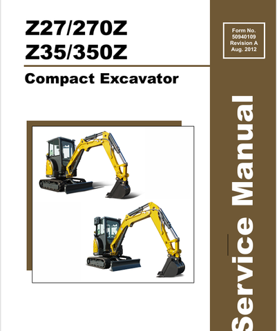 MUSTANG Z27 COMPACT EXCAVATOR (50940109A) SERVICE MANUAL - PDF FILE