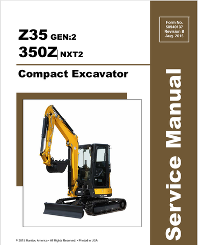 MUSTANG Z35 COMPACT EXCAVATOR (50940137B) SERVICE MANUAL - PDF FILE