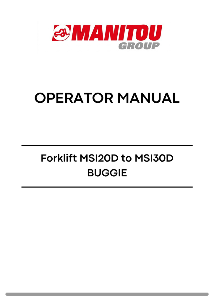 Manitou Checklist.pdf Manitou Forklift MSI20D to MSI30D BUGGIE Operator Manual PDF