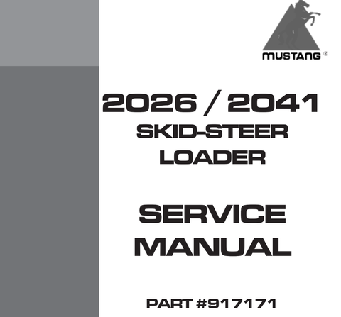 This Service Repair Manual offers all the service and repair information for Mustang 2026, 2041 Skid Steer Loader. With this in-depth & highly detailed manual you will be able to work on your vehicle with the absolute best resources available, which will not only save you money in repair bills but will also help you to look after your business. The information on this manual covered everything you need to know when you want to repair or service on Mustang 2026, 2041 Skid Steer Loader.