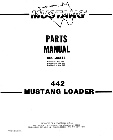 Download PDF For Mustang 442 Skid Steer Loader Parts Catalog Manual (000-28844C)