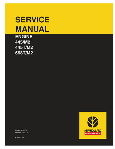 Unlock the full potential of your New Holland machinery with the comprehensive Engine Service Manual for models 445/M2, 445T/M2, and 668T/M2. This PDF file, designated as 6-49731, provides detailed insights into maintenance, troubleshooting, and repair procedures, ensuring your equipment runs smoothly and efficiently. With easy navigation and clear illustrations, this manual is an essential resource for both professionals and DIY enthusiasts looking to enhance their engine performance and longevity. Don't m