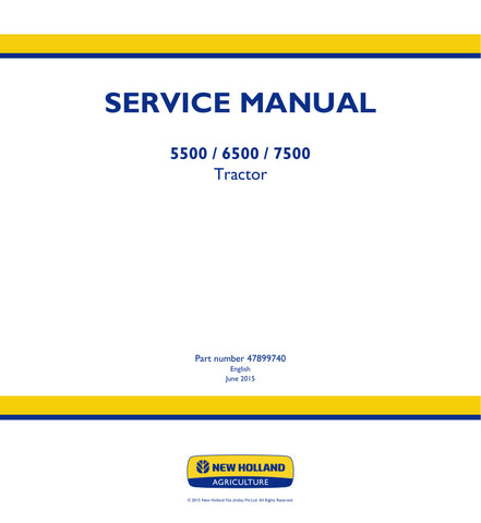 Unlock the full potential of your New Holland 5500, 6500, and 7500 tractors with the comprehensive Service Manual (Part No. 47899740) in PDF format. This essential guide provides detailed instructions, diagrams, and troubleshooting tips to ensure your equipment runs smoothly and efficiently. Whether you're performing routine maintenance or tackling complex repairs, this manual is your go-to resource for maximizing performance and longevity. Don't miss out on the opportunity to enhance your tractor's reliabi