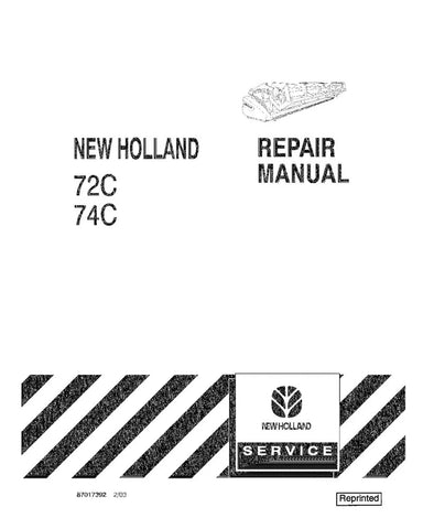 NEW HOLLAND 72C AND 74C GRAIN HEADER REPAIR MANUAL - PDF