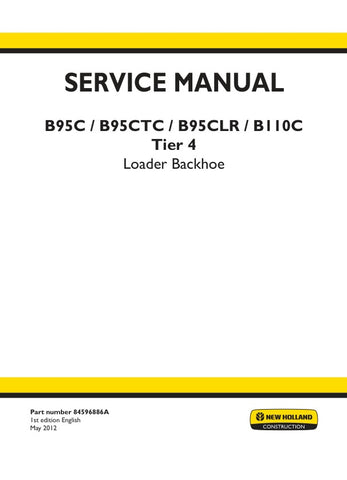 Unlock the full potential of your New Holland equipment with the comprehensive Service Manual for B95C, B95CTC, B95CLR, and B110C (Tier 4) models. This PDF file, catalog number 84596886A, is an essential resource for maintenance and repair, providing detailed diagrams, troubleshooting tips, and step-by-step instructions to keep your machinery running smoothly. Whether you're a seasoned technician or a DIY enthusiast, this manual ensures you have the knowledge and tools needed to perform efficient service an