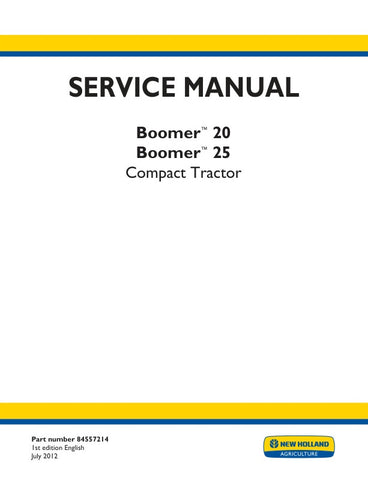Unlock the full potential of your New Holland Boomer 20 and 25 tractors with the comprehensive Service Manual (Part Number: 84557214) in PDF format. This essential guide provides detailed instructions, diagrams, and troubleshooting tips to ensure your equipment runs smoothly and efficiently. Whether you're performing routine maintenance or tackling repairs, this manual is your go-to resource for maximizing performance and longevity. Download your copy today and keep your tractor in peak condition!