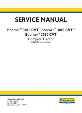  Unlock the full potential of your New Holland Boomer 3040, 3045, and 3050 CVT tractors with the comprehensive service manual (48080061) available in PDF format. This essential guide provides detailed maintenance procedures, troubleshooting tips, and technical specifications to ensure your tractor operates at peak performance. With easy navigation and clear illustrations, you'll have the knowledge you need to keep your equipment running smoothly and efficiently, making it a must-have resource for any tracto