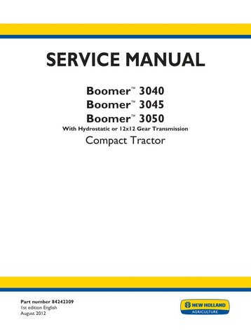 Unlock the full potential of your New Holland Boomer 3040, 3045, and 3050 tractors with the comprehensive Service Manual (84242309) available in PDF format. This essential guide covers both hydrostatic and 12×12 gear transmission systems, providing you with detailed instructions, troubleshooting tips, and maintenance procedures to keep your equipment running smoothly. Whether you're a seasoned professional or a DIY enthusiast, this manual is your go-to resource for ensuring optimal performance and longevity