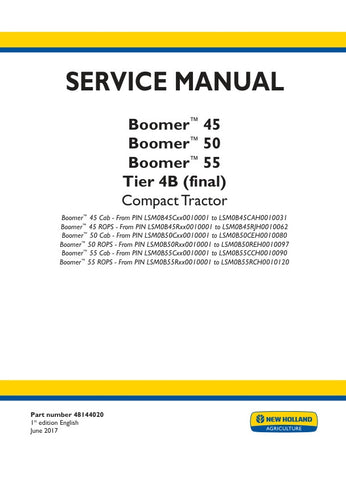 Unlock the full potential of your New Holland Boomer 45, 50, and 55 tractors with the comprehensive Tier 4B (Final) Compact Tractor Service Manual (48144020). This expertly crafted PDF file is your go-to resource for maintenance, troubleshooting, and repair, ensuring your equipment runs smoothly and efficiently. With detailed diagrams, step-by-step instructions, and essential specifications, you’ll have everything you need at your fingertips to keep your tractor in peak condition. Invest in this invaluable 
