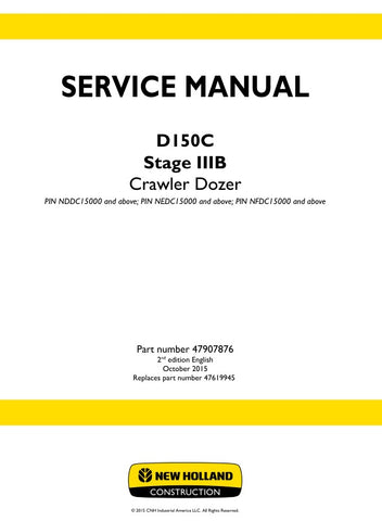 Unlock the full potential of your New Holland D150C Crawler Dozer with the comprehensive Service Manual (Part Number: 47907876). This PDF file is an essential resource for operators and technicians alike, providing detailed insights into maintenance, troubleshooting, and repair procedures tailored specifically for the Stage IIIB model. With clear diagrams and step-by-step instructions, you can ensure optimal performance and longevity of your equipment, making it a must-have for anyone looking to keep their 